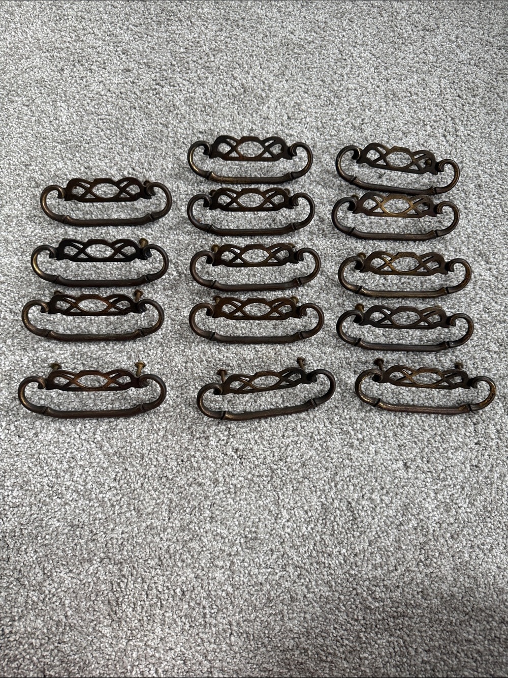 Antique-Style Bronze Drawer Pulls - Set of 14
